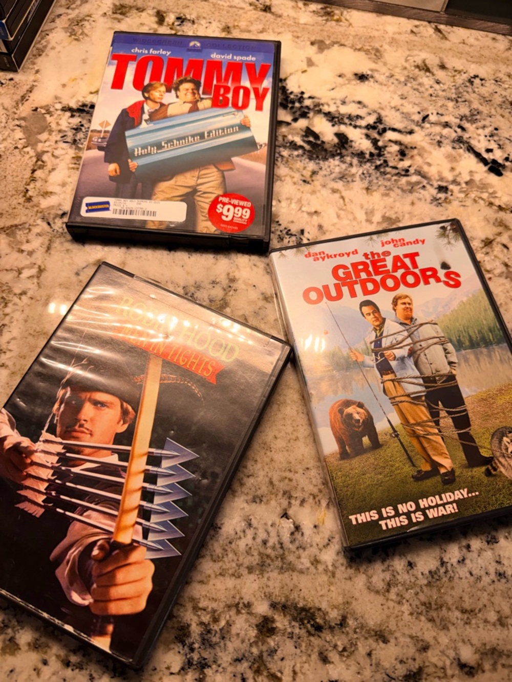 Lot of 3 Comdey DVDs - Tommy Bow, Thr Great Outdoors & Robin Hood